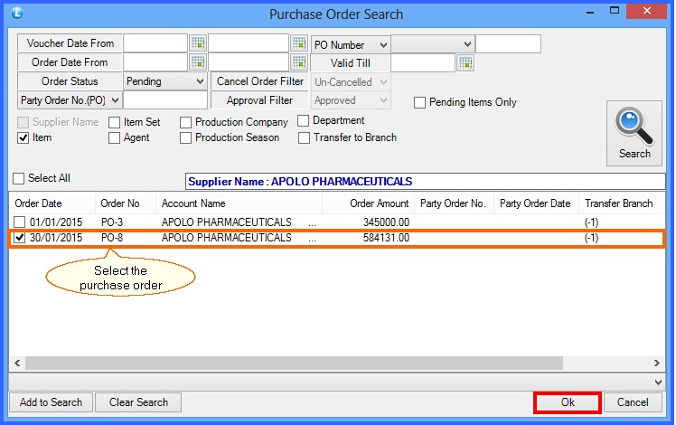 purchase order search